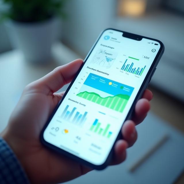 スマートフォンに表示されたエネルギー管理ダッシュボード